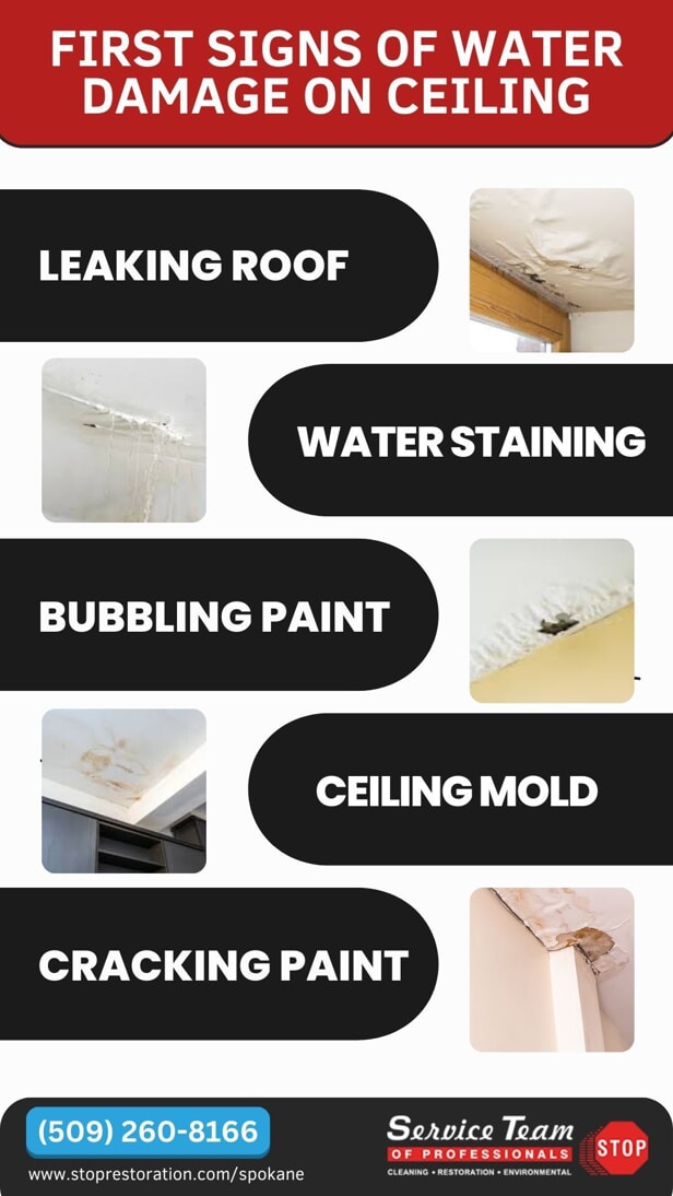 first signs of water damage on ceiling